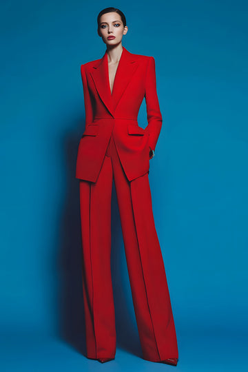 2-Piece Red Notched Lapel Women Suits